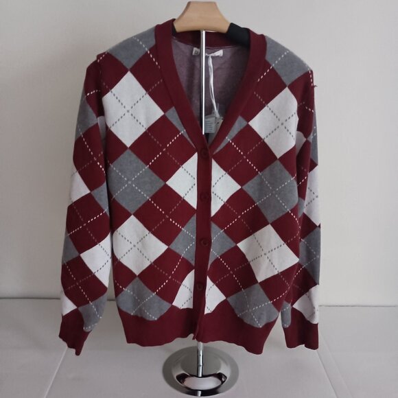 Grace Karin Argyle Button Down Cardigan Sweater Women’s Size XL NWT Grandpa - Picture 16 of 16